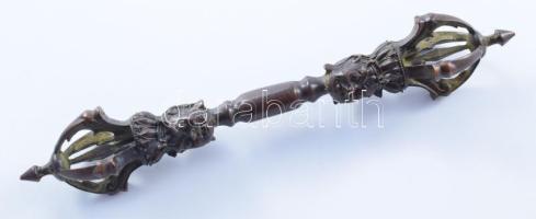 Díszes tibeti vadzsra, réz, h: 16 cm