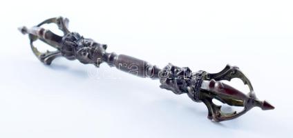 Díszes tibeti vadzsra, réz, h: 16 cm