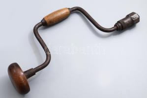 Régi kézi fúró, h: 37 cm