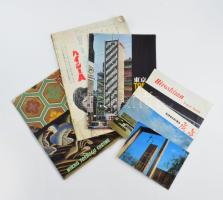 cca 1960-1970 Japán idegenforgalmi prospektusok (Tokió, Hiroshima, stb.), 5 db, változó állapotban + egy képeslap