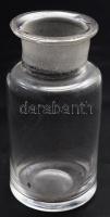 Régi hutaüveg patikai üveg, fedő nélkül, m: 11 cm