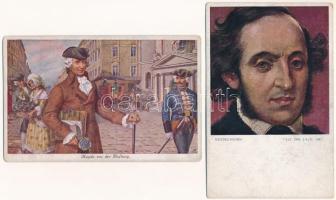 4 db RÉGI motívum képeslap zeneszerzőkről: Händel, Mendelssohn, Schubert, Haydn (Wiener Kunst B.K.W....