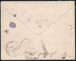 1882 20kr ajánlott levélen Budapestről Párizsba, 13 : 11 1/2 fogazással (MBK 1.700 p)