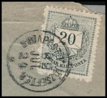 1882 20kr ajánlott levélen Budapestről Pozsonyba, 11 1/2 : 13 fogazással (MBK 3.000 p)