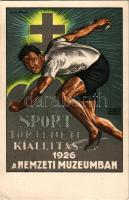 1926 Sporttörténeti kiállítás a Nemzeti Múzeumban reklám. Kellner és Mohrlüder Rt. / Sports History Exhibition, National Museum, advertisement s: Manno Miltiades (magyar sportember, grafikus, festő- és szobrászművész) + So. Stpl (EB)