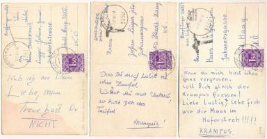 3 db MODERN krampusz művészlap - 1966 / 3 modern Krampus art postcards - 1966