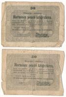 1849. 30kr "Kossuth bankó" (3x) T:VG,G egyik ragasztott Adamo G103
