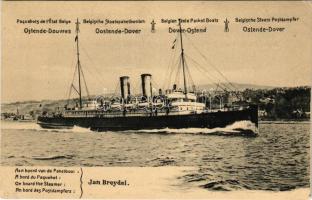 Paquebots de l'Etat Belge Ligne Ostende-Douvres. A bord du paquebot: Jan Breydel / Belgian State steamers on the Ostend-Dover line. On board of the "Jan Breydel" steamship + 10 Ga. (EK)