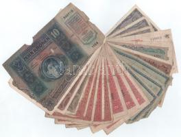 Vegyes, 21db-os Korona bankjegyből álló tétel (közte egy osztrák 100K) T:F-Pr