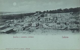 Salona christian cemetery and cathedral ruins at night