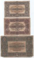 1920. 50K + 100K + 1000K mindegyik "Orell Füssli Zürich" nyomdahely-jelöléssel T:VG,G
Ada...