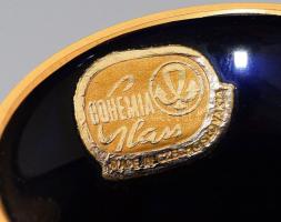 Bohemia zománcfestett váza, jelzett, m: 11,5 cm