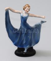 Art deco táncosnő figura. Jelzés nélkül, hibátlan, m: 13 cm