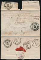 ~1845 Portós levél Szilasról "LEPSÉNY" - "PESTH" - 2 x "KOMÁROM" - "RAAB" - "KISBÉR"