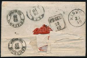~1845 Portós levél Szilasról "LEPSÉNY" - "PESTH" - 2 x "KOMÁROM" - &qu...
