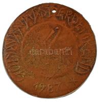 1987. "Gólyáváavatási Érdemrend - PRO ANIM" egyoldalas kerámia plakett (69mm) T:VF, lyukasztott