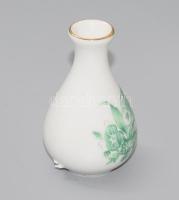 Herendi zöldvirág mintás kisváza, jelzett, hibátlan, m: 6,5 cm