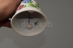 Hollóházi Hortenzia mintás csengő, jelzett, hibátlan, m: 10,5 cm