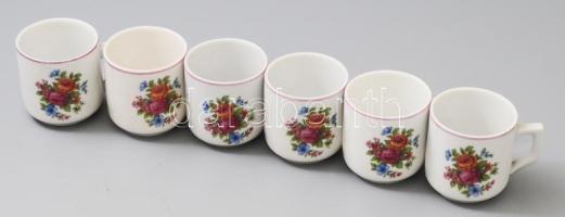 Zsolnay 6 darab mokkás csésze, cca 1930/40, m: 6 cm