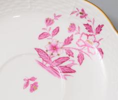 Herendi Fleurs Chinoises Pourpre mintás leveses csésze alátéttel, jelzett, hibátlan, d: 14 cm