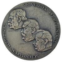 Madarassy Walter (1909-1994) 1967. "Scientiarum Medicinae Universitas Budapestinensis - Semmelweis, Hőgyes, Korányi / In memoriam fundationis facultatis medicinae" kétoldalas ezüstpatinázott bronz emlékérem, hátoldalon "1769" vésettel (60mm) T:XF