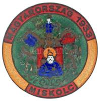 1933. "Magyarország 1933 Miskolc" zománcozott bronz kitűző (36mm) T:XF kis zománchiba / Hungary 1933. "Magyarország 1933 Miskolc" enamelled bronze badge (36mm) C:XF small enamel error