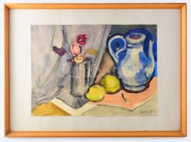 Ballagó Imre (1915-1997): Csendélet. Akvarell, papír, jelzett. Üvegezett keretben. 38x40 cm
