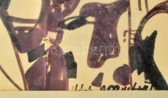 Azonosítatlan jelzéssel: Strand Tus, papír, jelzett. Üvegezett keretben. 14x47 cm