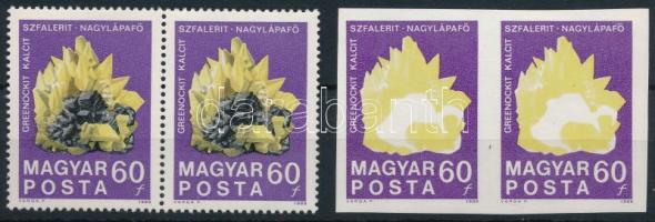 1969 100 éves a Magyar Állami Földtani Intézet 60f vágott pár fekete színnyomat nélkül (80.000) + támpéldány