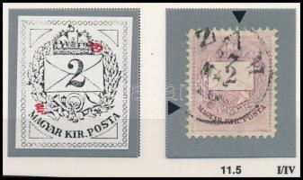 1881 Színesszámú 2kr korona és kürt mellett vésetjavítás, nagyon ritka (ex Orbán, Sebestyén aranyérmes kiállítási anyagból)