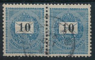 1889 10kr párban, vízjel hibával: csak "k", az "r" betű hiányzik