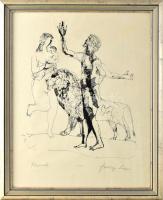 Szalay Lajos (1909-1995): Hímek.. Szitanyomat, papír, jelzett, számozott (54/100), Üvegezett keretben, kis felületi gyűrődéssel. 49x39 cm