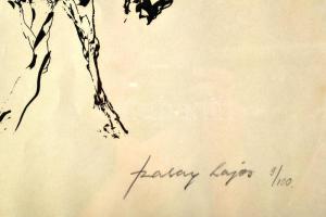 Szalay Lajos (1909-1995): Lovas. Szitanyomat, papír, jelzett, számozott (9/100), Üvegezett keretben,...