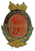 Osztrák-Magyar Monarchia 1916. "7. sz. Lovas Tüzérségi Hadosztály" zománcozott bronz jelvény (24x34mm) T:XF,VF zománchiba / Austro-Hungarian Monarchy 1916. "7th Cavalry Artillery Division" enameled bronze badge (24x33mm) C:XF,VF enamel error