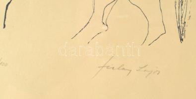 Szalay Lajos (1909-1995): Szárnyas ló. Szitanyomat, papír, jelzett, számozott (3/100), Üvegezett ker...