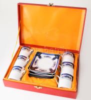 6 darab mokkás csésze, alátéttel, díszdobozban.