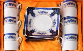 6 darab mokkás csésze, alátéttel, díszdobozban