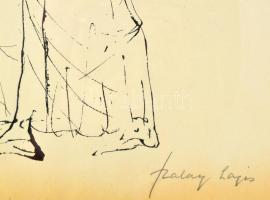 Szalay Lajos (1909-1995): Mózes. Szitanyomat, papír, jelzett, számozott (30/100). Üvegezett klipsz k...