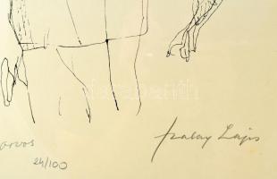 Szalay Lajos (1909-1995): Az orvos. Szitanyomat, papír, jelzett, számozott (24/100). Üvegezett klips...