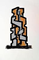 Frank Magda (1914-1997): Geometrikus kompozíció. Szitanyomat, papír, jelzett, számozott (5/40), lapméret: 50x35 cm lap szélén kis gyűrődéssel