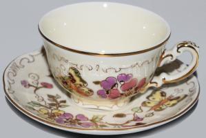 Zsolnay pillangó mintás 12 személyes kávés készlet, jelzett, teljes, hibátlan