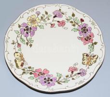 Zsolnay pillangó mintás süteményes készlet. Hat személyes. Kézzel festett, jelzett, hibátlan