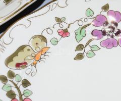 Zsolnay pillangó mintás szendvicses készlet. Hat személyes. Kézzel festett, jelzett, tálcán egy lepa...