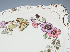 Zsolnay pillangó mintás szendvicses készlet. Hat személyes. Kézzel festett, jelzett, tálcán egy lepa...