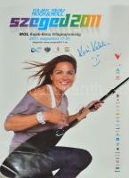 2011 Szeged kajak-kenu vb plakát, Kovács Katalin olimpiai bajnok kajakozó autográf aláírásával 60x80 cm