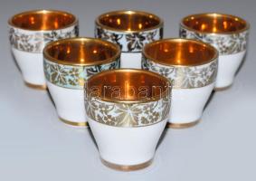 6 darabos porcelán felespohár készlet, hibátlan, m: 5 cm