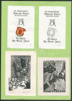 6 db magyar ex libris: klf technikák és alkotók közötte Kőnig Róbert, jelzettek