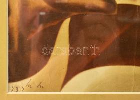 1936 Berlini olimpiai grafika, paszpartuzva, üvegezett keretben. 35x23 cm, 33x46 cm