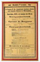 1922 Uránia színház színházi plakát az Orsz. M. Kir. színművészeti Akadémia saját színpadán., üvegezett keretben. 28x46 cm