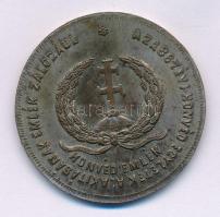 1867. "Honvéd Emlék - Az 1867. évi honvéd egyletek alakításának emlék zálogául / Éljen a haza és az alkotmány" kétoldalas, ezüstözött bronz emlékérem, "MAGYAR - EMLÉK - PÉNZ / UNGARISCHE DENK MÜNZE" peremfelirattal (38mm) T:XF, patina